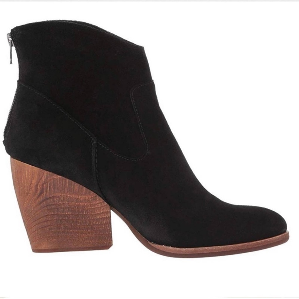 Kork-Ease Lapra Black Suede Ankle Boots Size 9.5 Stacked Heeled